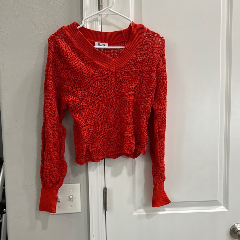 525 America Fiery Red Knit Top